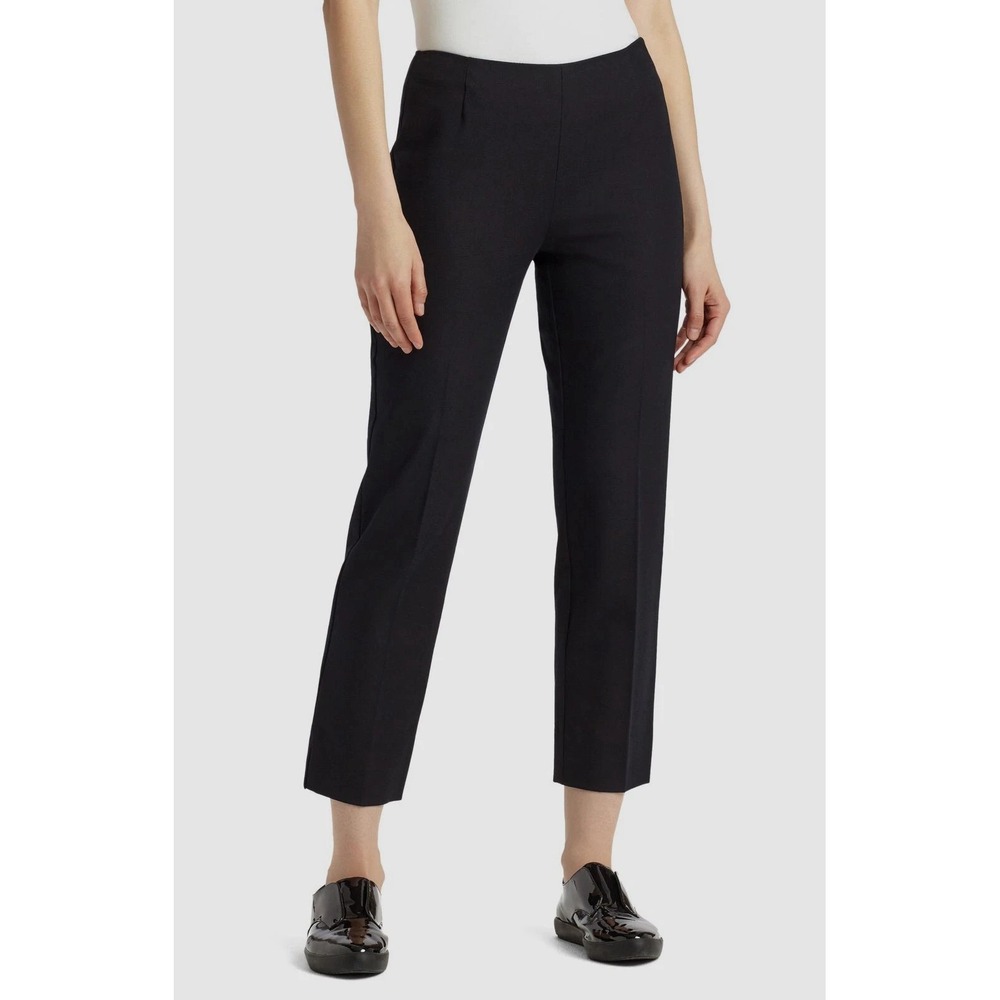 Lafayette 148 Lexington Womens 2 Dress Pants Black Crop Slim Leg Side Zip